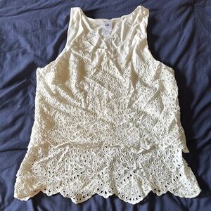Cabi Cream Eyelet Tank Top